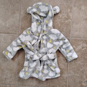 Mon Cheri Unisex Baby Gray/Yellow Plush Hooded Robe Infants 0-9mo